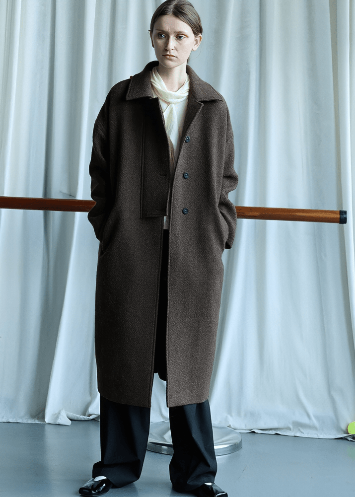 OVERSIZED TEXTURED LONGLINE COAT - Vera Lumina