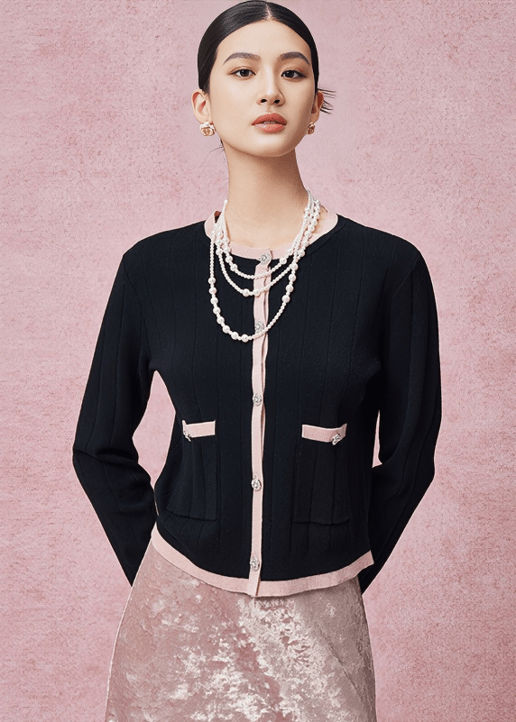 PARISIAN CONTRAST CARDIGAN - Vera Lumina
