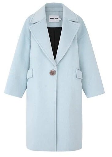 pastel blue contrasting cocoon woolen coat - Vera Lumina