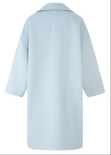 pastel blue contrasting cocoon woolen coat - Vera Lumina