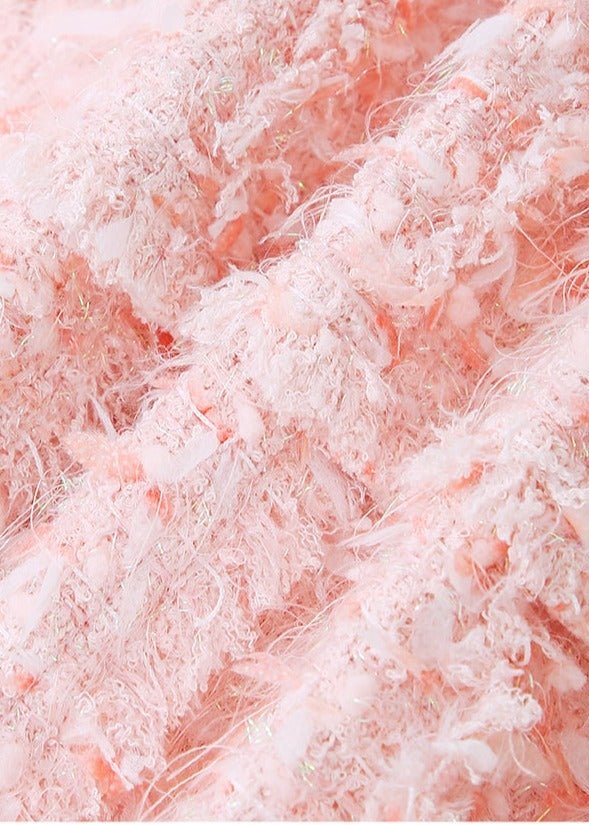 pastel pink spliced tweed short skirt - Vera Lumina
