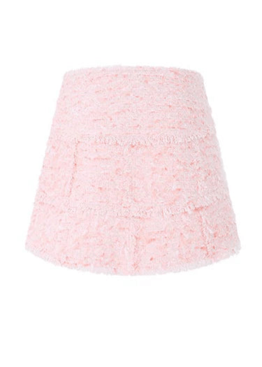 pastel pink spliced tweed short skirt - Vera Lumina
