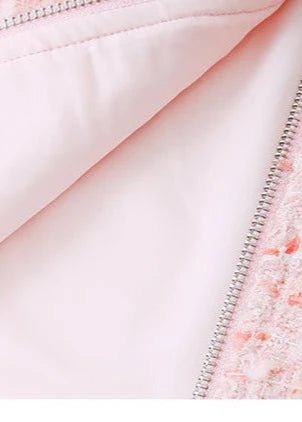 pastel pink spliced tweed short skirt - Vera Lumina