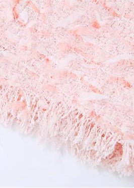 pastel pink spliced tweed short skirt - Vera Lumina