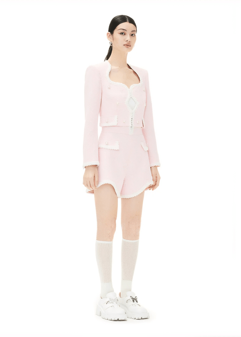 patchwork embroidered shorts skirt - Vera Lumina