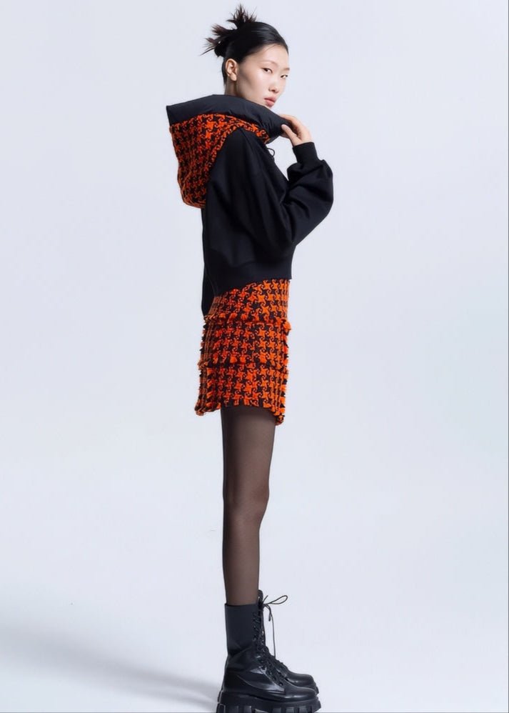 Patchwork houndstooth sweat shirt - Vera Lumina