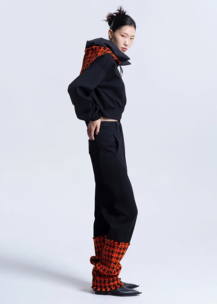 Patchwork houndstooth sweat shirt - Vera Lumina