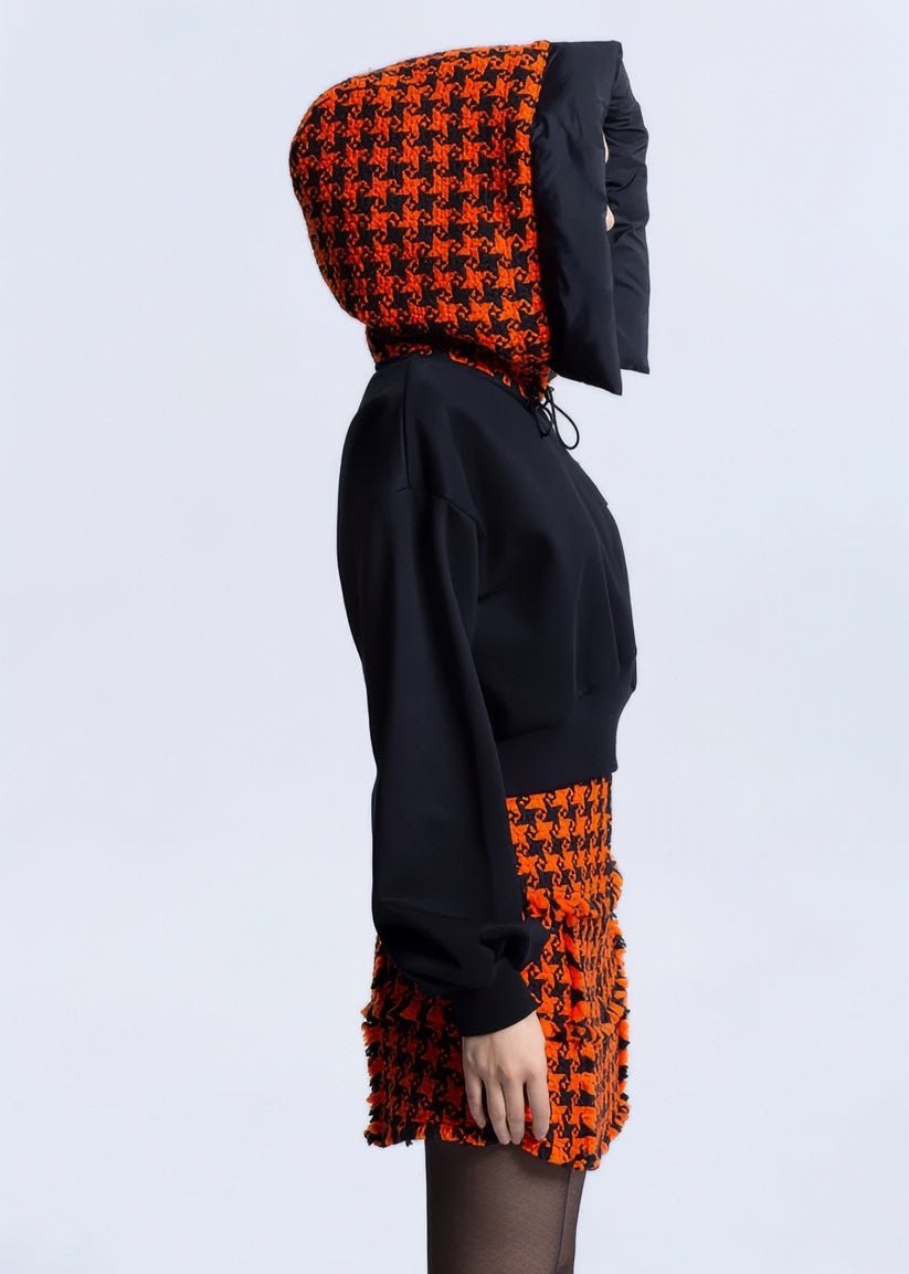Patchwork houndstooth sweat shirt - Vera Lumina