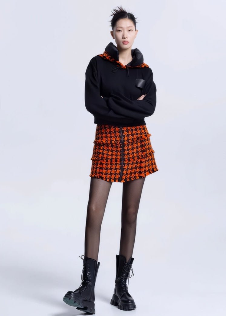 Patchwork houndstooth sweat shirt - Vera Lumina