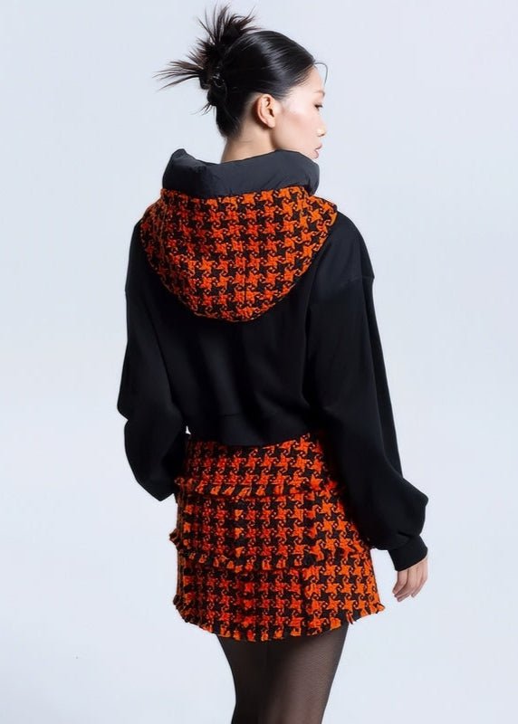Patchwork houndstooth sweat shirt - Vera Lumina