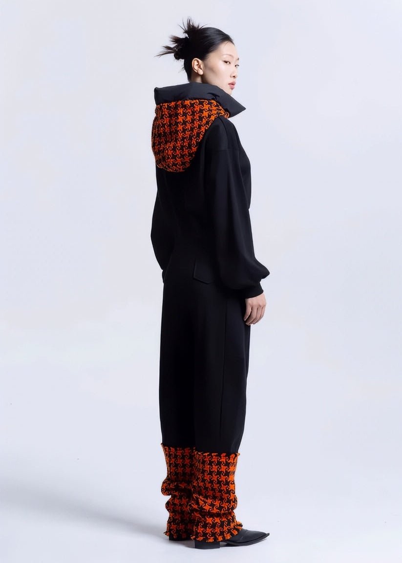 Patchwork houndstooth sweat shirt - Vera Lumina