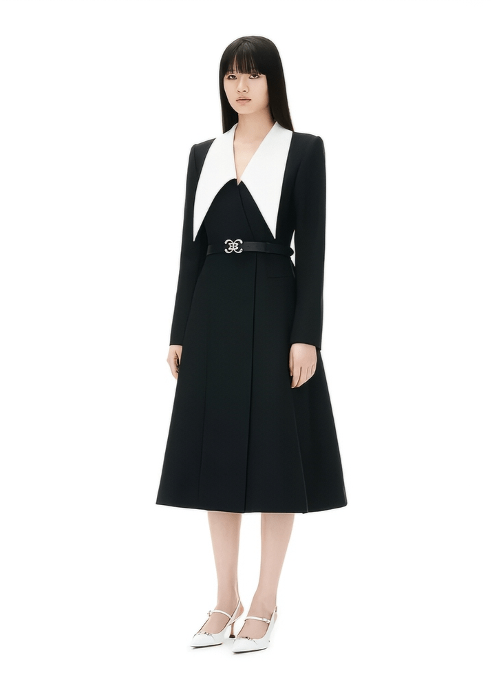 peak - necked collar dress - Vera Lumina