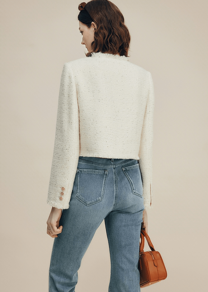 PEARL BUTTON BOUCLÉ JACKET - Vera Lumina