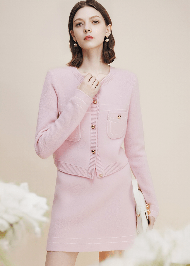 PEARL BUTTON CREW CARDIGAN - Vera Lumina