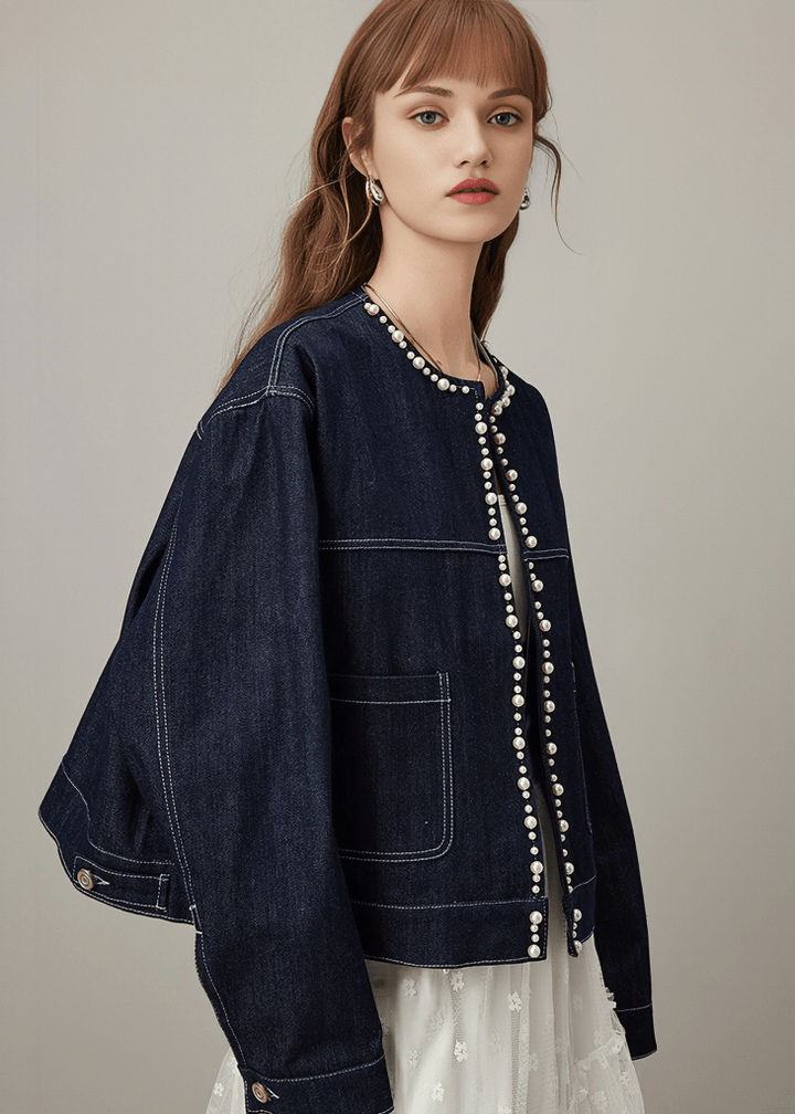 PEARL - DECORATED DENIM JACKET - Vera Lumina