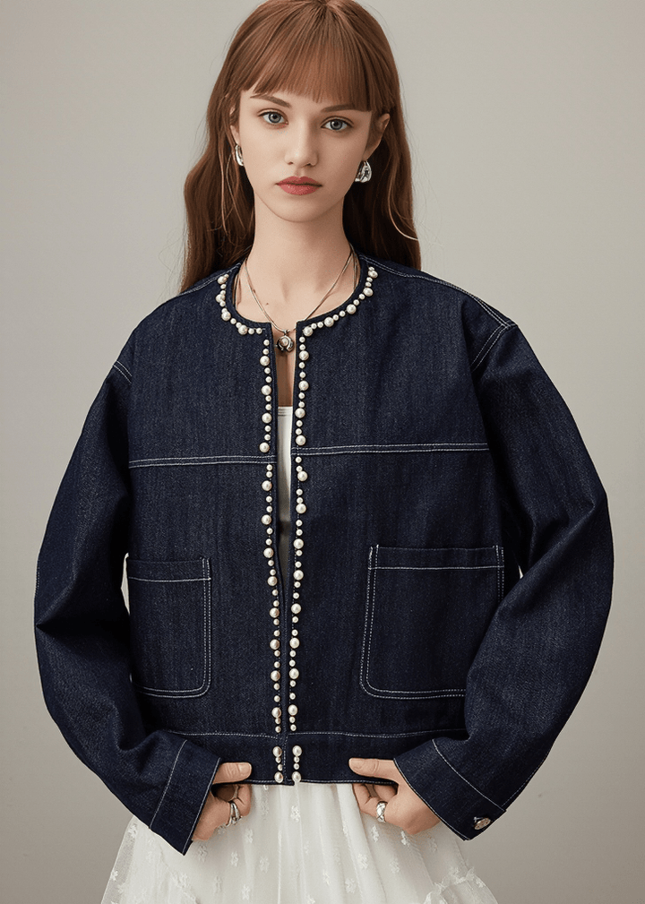 PEARL - DECORATED DENIM JACKET - Vera Lumina