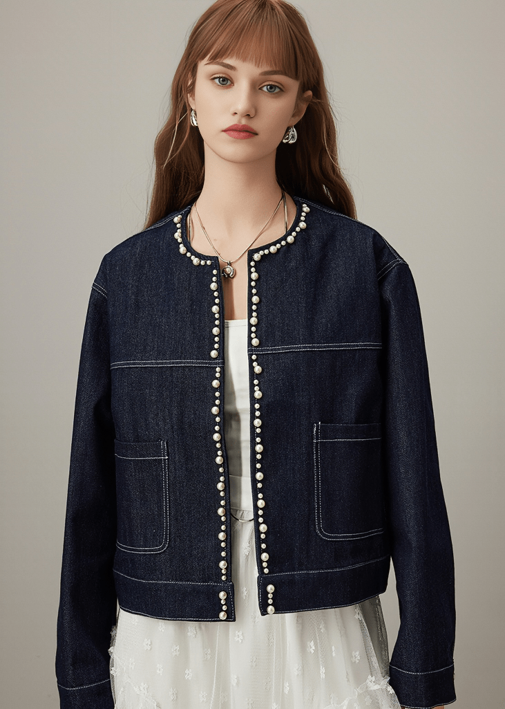 PEARL - DECORATED DENIM JACKET - Vera Lumina
