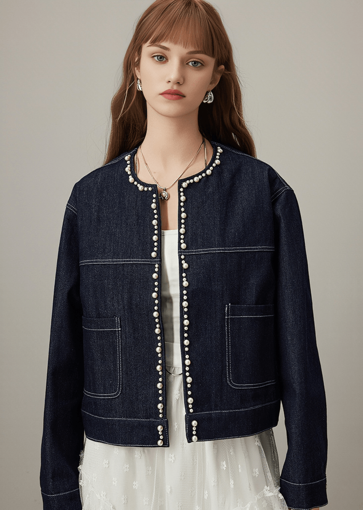 PEARL - DECORATED DENIM JACKET - Vera Lumina