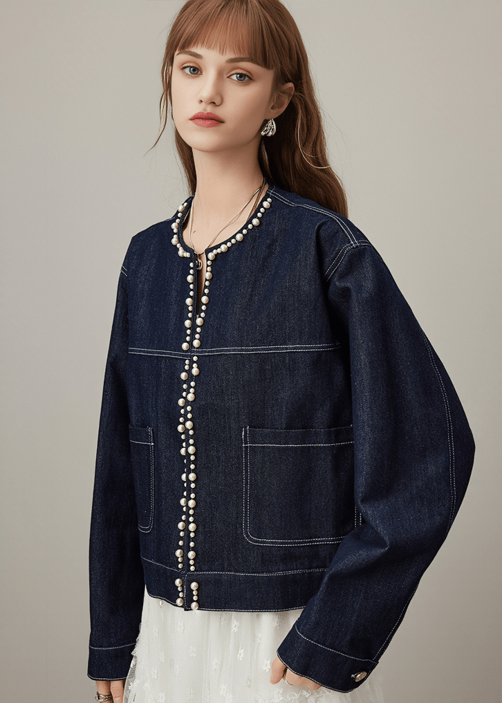 PEARL - DECORATED DENIM JACKET - Vera Lumina