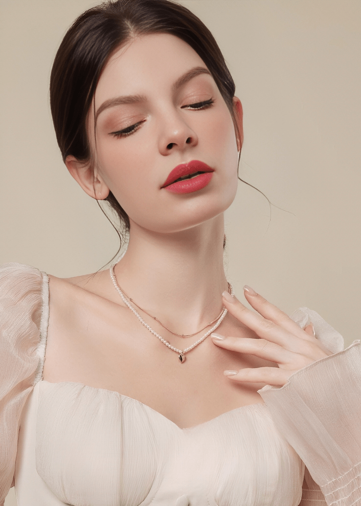 PEARL HEART LAYERED NECKLACE - Vera Lumina