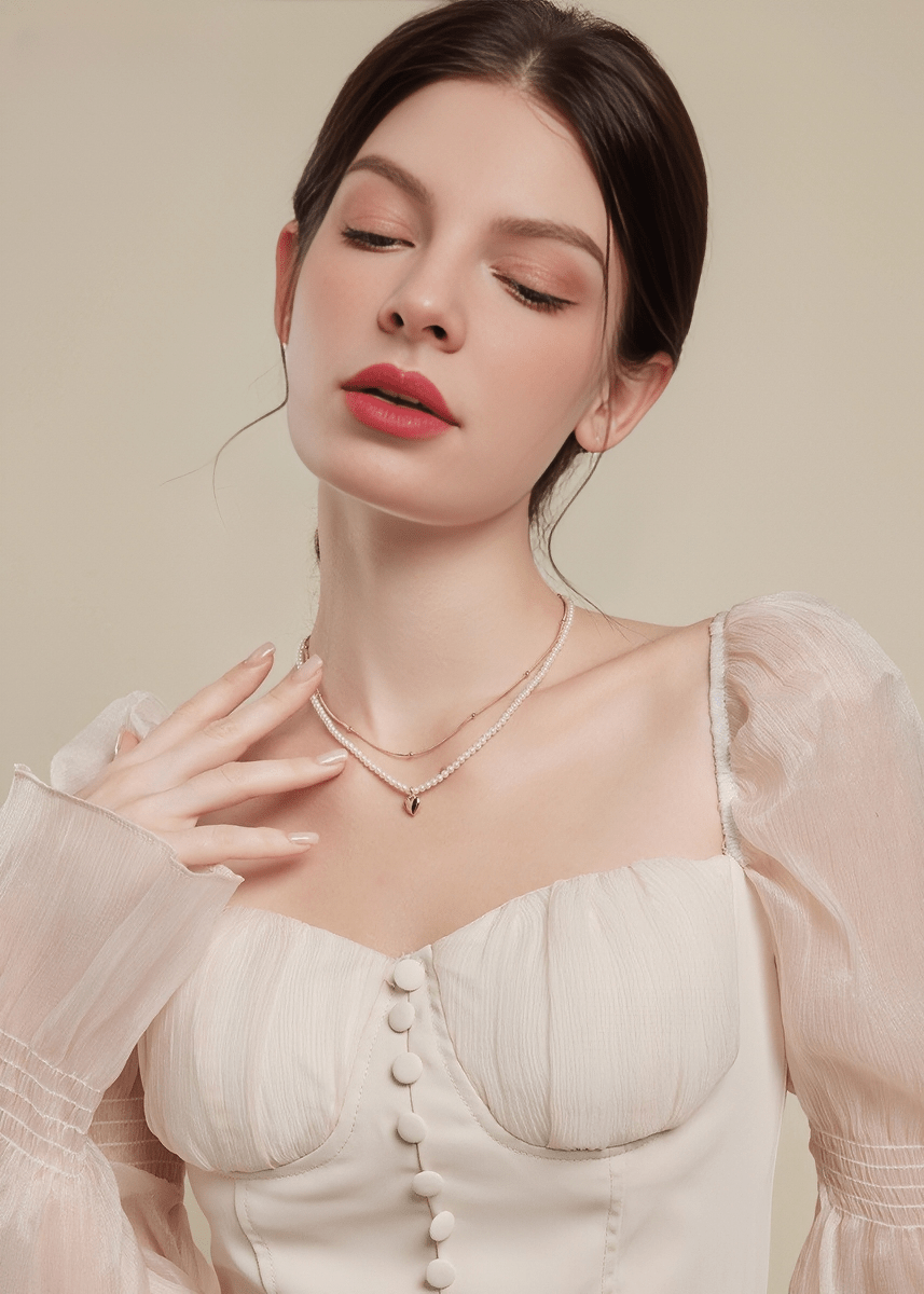 PEARL HEART LAYERED NECKLACE - Vera Lumina