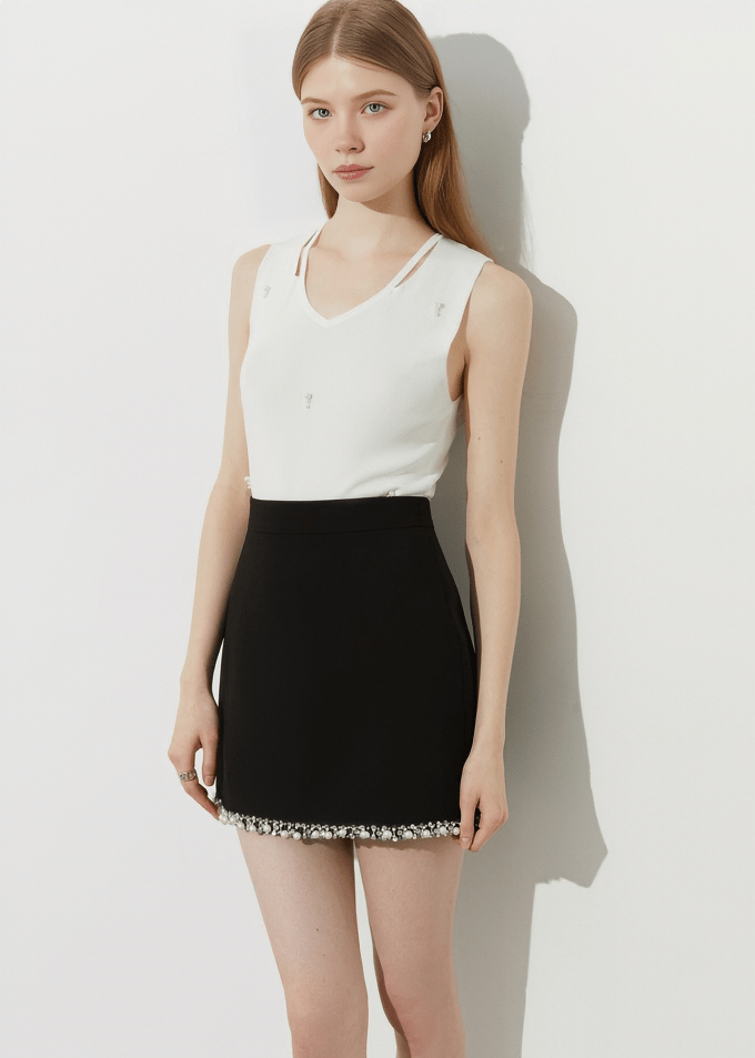 PEARL HEM MINI SKIRT - Vera Lumina