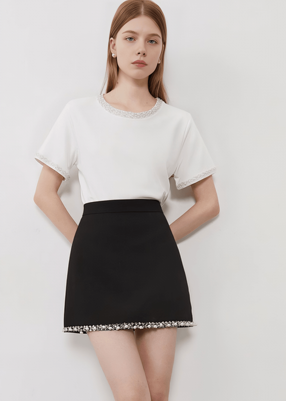 PEARL HEM MINI SKIRT - Vera Lumina
