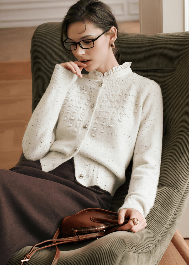 PEARL SPECKLE CABLE CARDIGAN - Vera Lumina