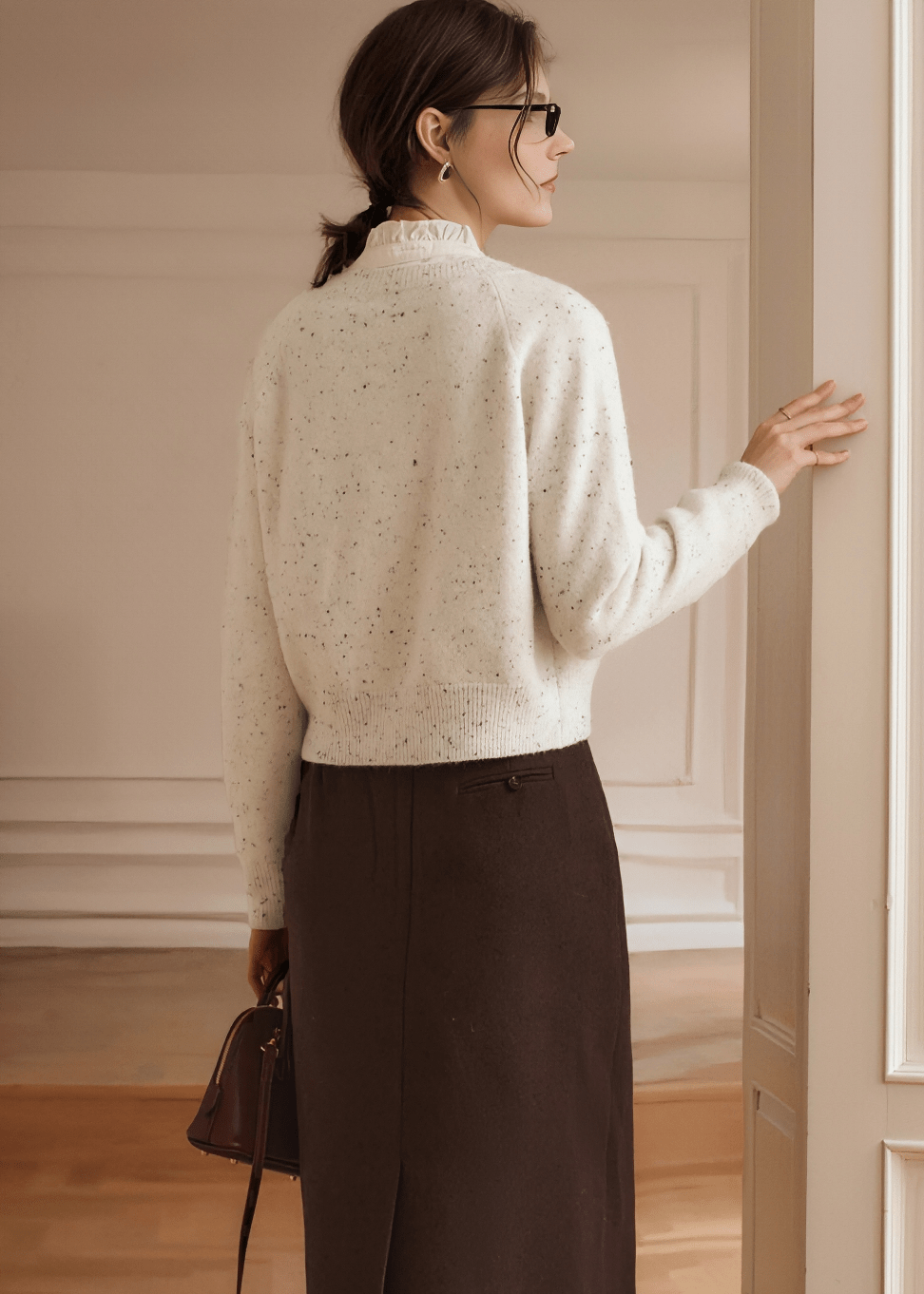 PEARL SPECKLE CABLE CARDIGAN - Vera Lumina
