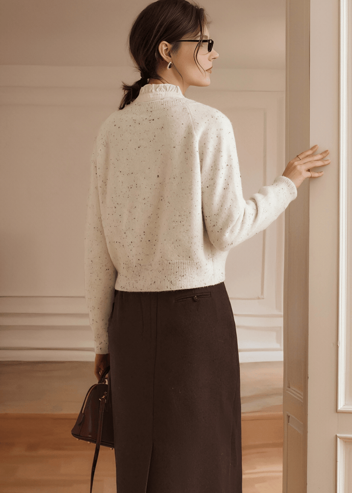 PEARL SPECKLE CABLE CARDIGAN - Vera Lumina