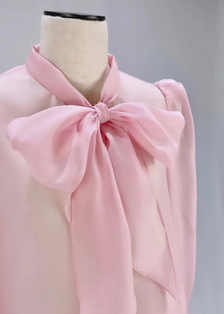 Pink Ribbon Sheer Blouse - Vera Lumina