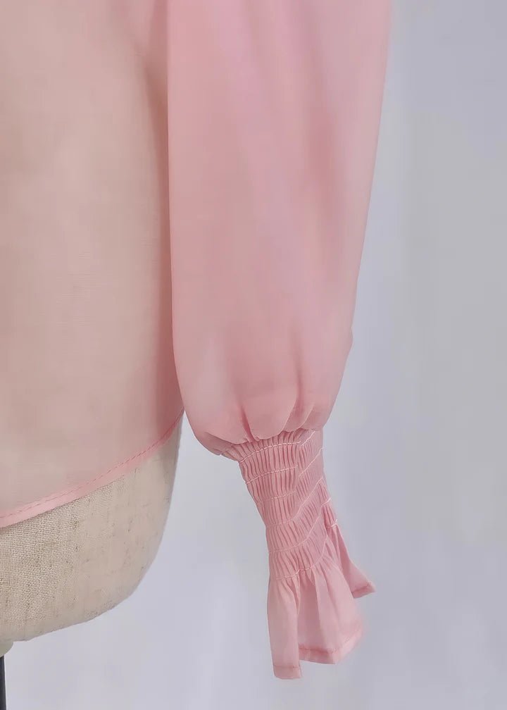 Pink Ribbon Sheer Blouse - Vera Lumina