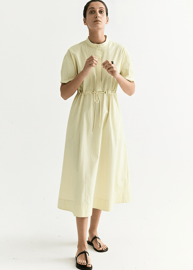 PINTUCK FRONT TIE WAIST DRESS - Vera Lumina