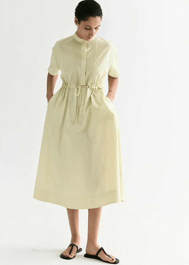 PINTUCK FRONT TIE WAIST DRESS - Vera Lumina