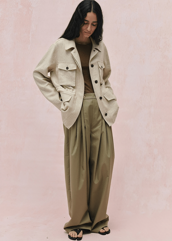 PLEATED DRAPE WIDE PANTS - Vera Lumina