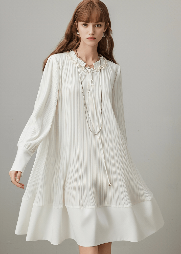 PLEATED DRAWSTRING MIDI DRESS - Vera Lumina