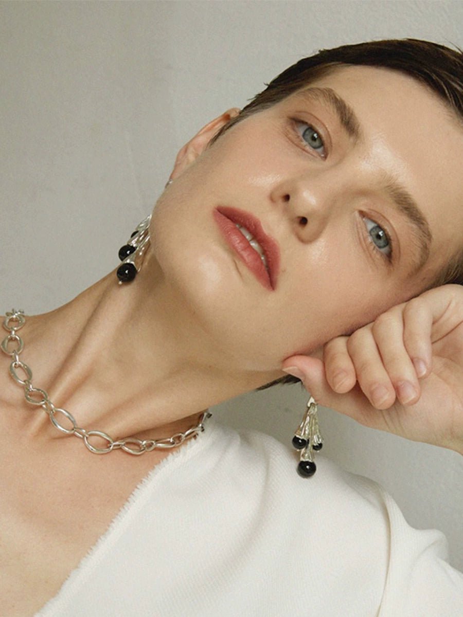 Pleated dress earrings - Vera Lumina