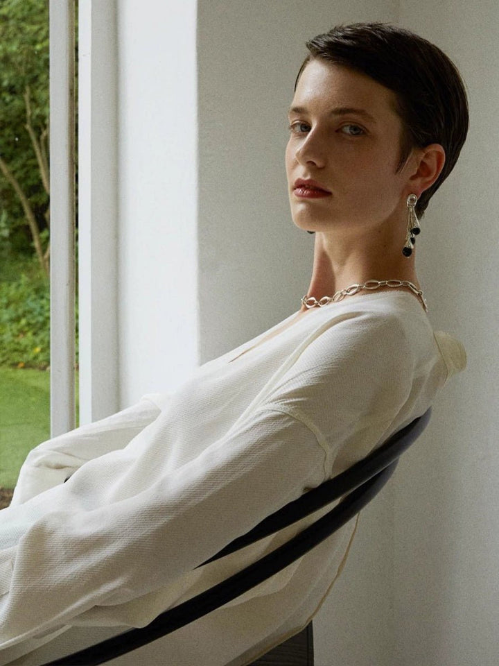 Pleated dress earrings - Vera Lumina