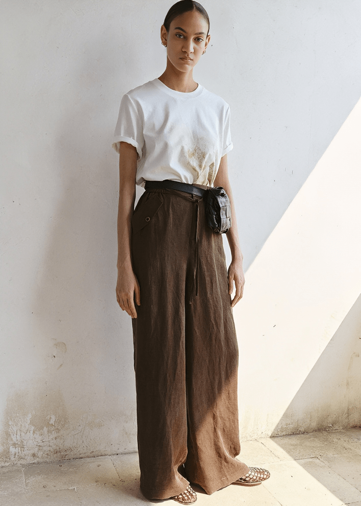 PLEATED FRONT ELASTIC WAIST TROUSERS - Vera Lumina