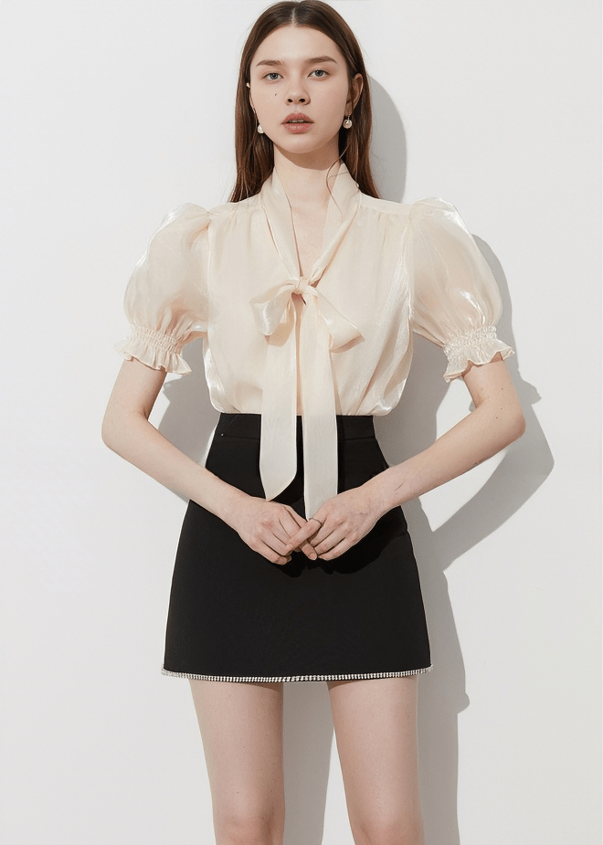 POET SLEEVE BOW TIE BLOUSE - Vera Lumina