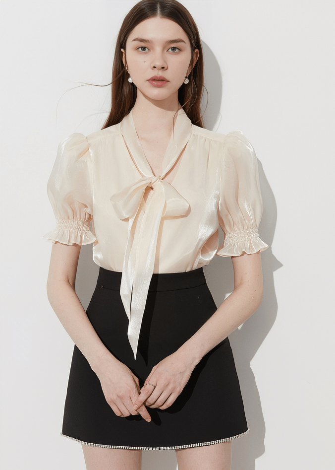 POET SLEEVE BOW TIE BLOUSE - Vera Lumina