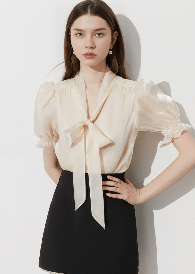 POET SLEEVE BOW TIE BLOUSE - Vera Lumina