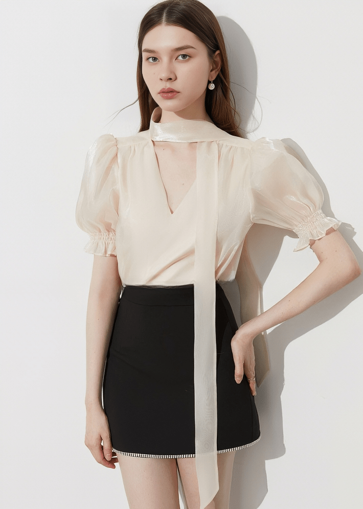 POET SLEEVE BOW TIE BLOUSE - Vera Lumina