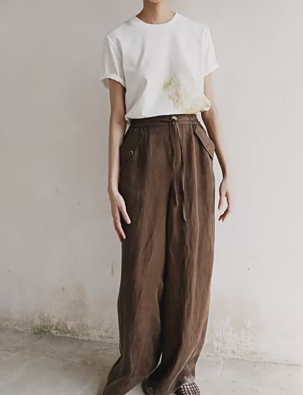 Falten -Front Elastic Taille Hosen