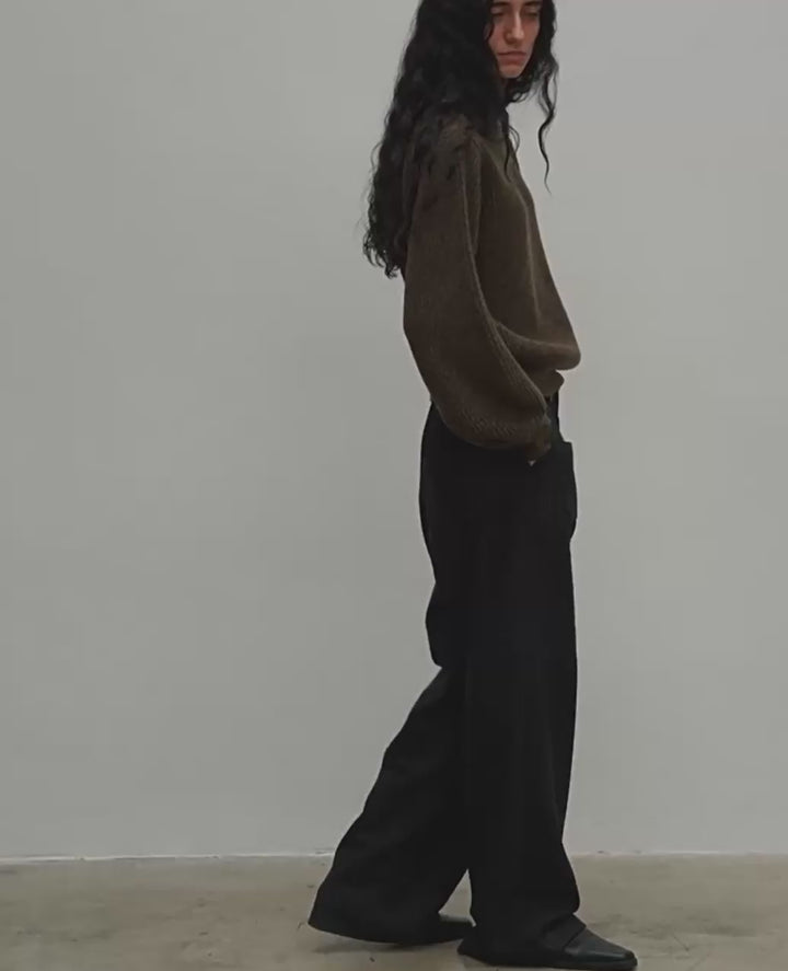 HERRINGBONE EASY WIDE PANTS
