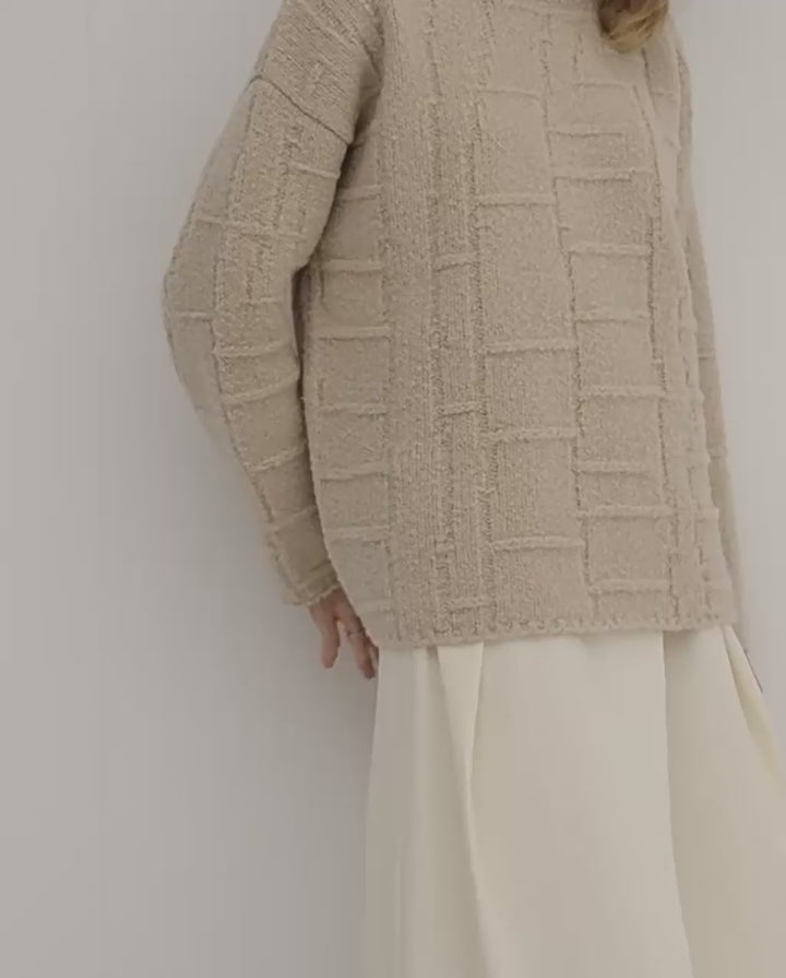 Korbweave strukturierte übergroße Pullover