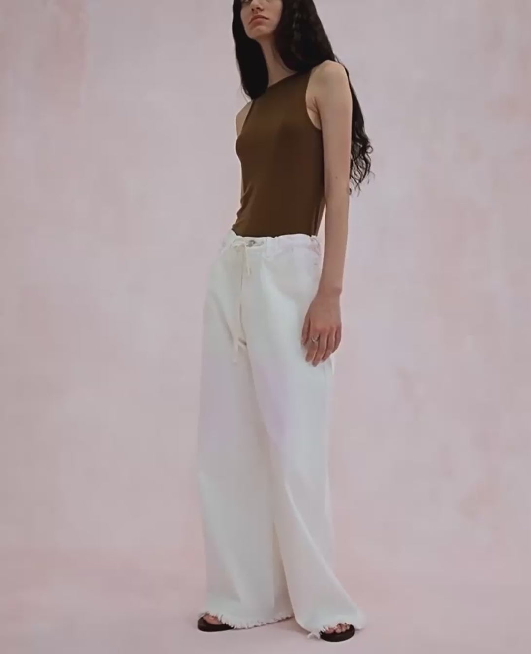Kordelstring Wide Leg Palazzo Hosen