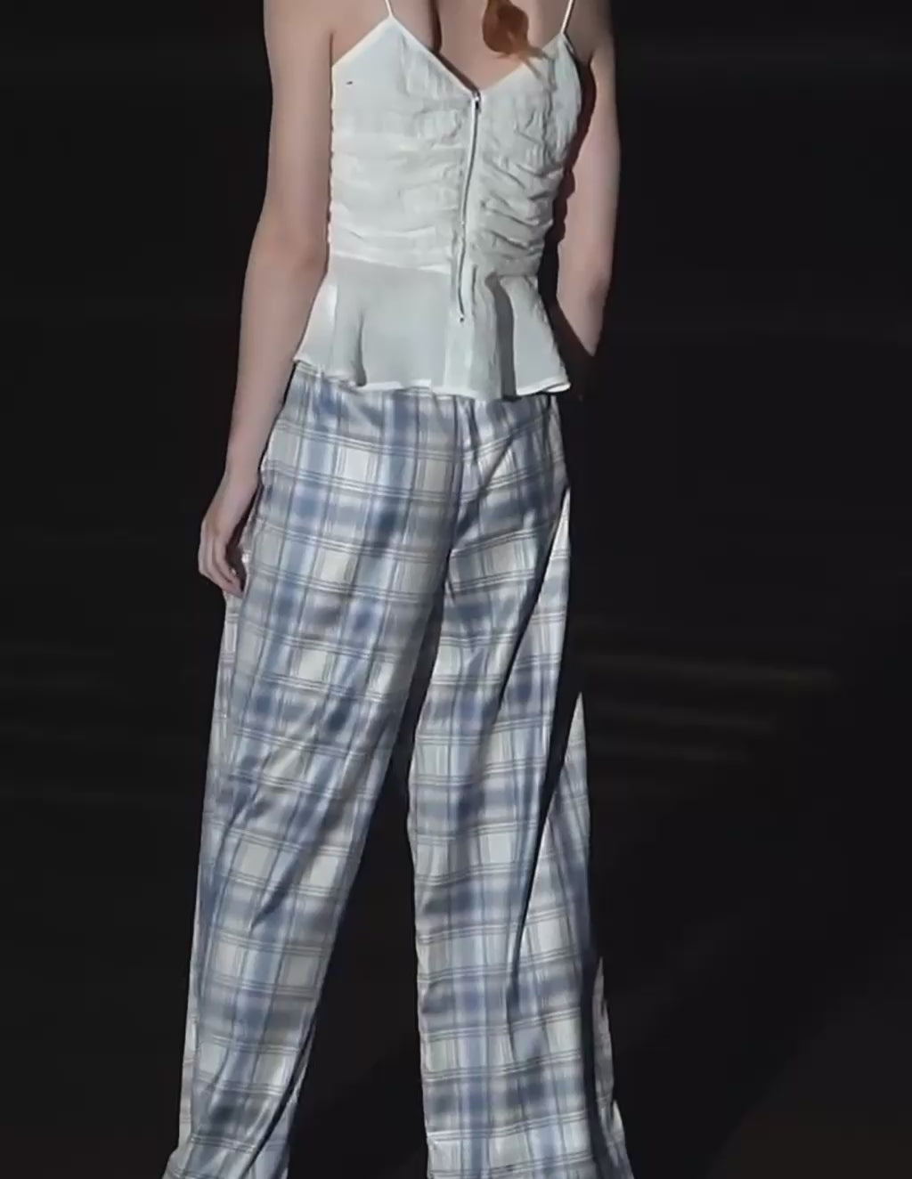 Pantalon à plaid à jambe large