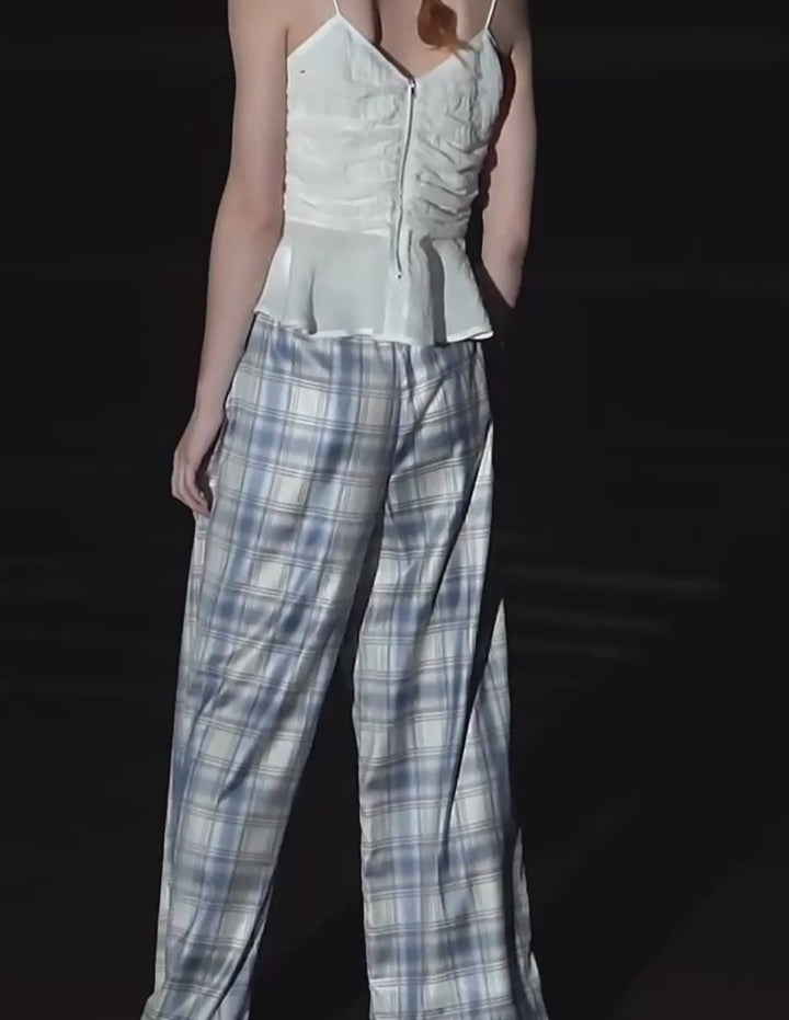 Pantalon à plaid à jambe large