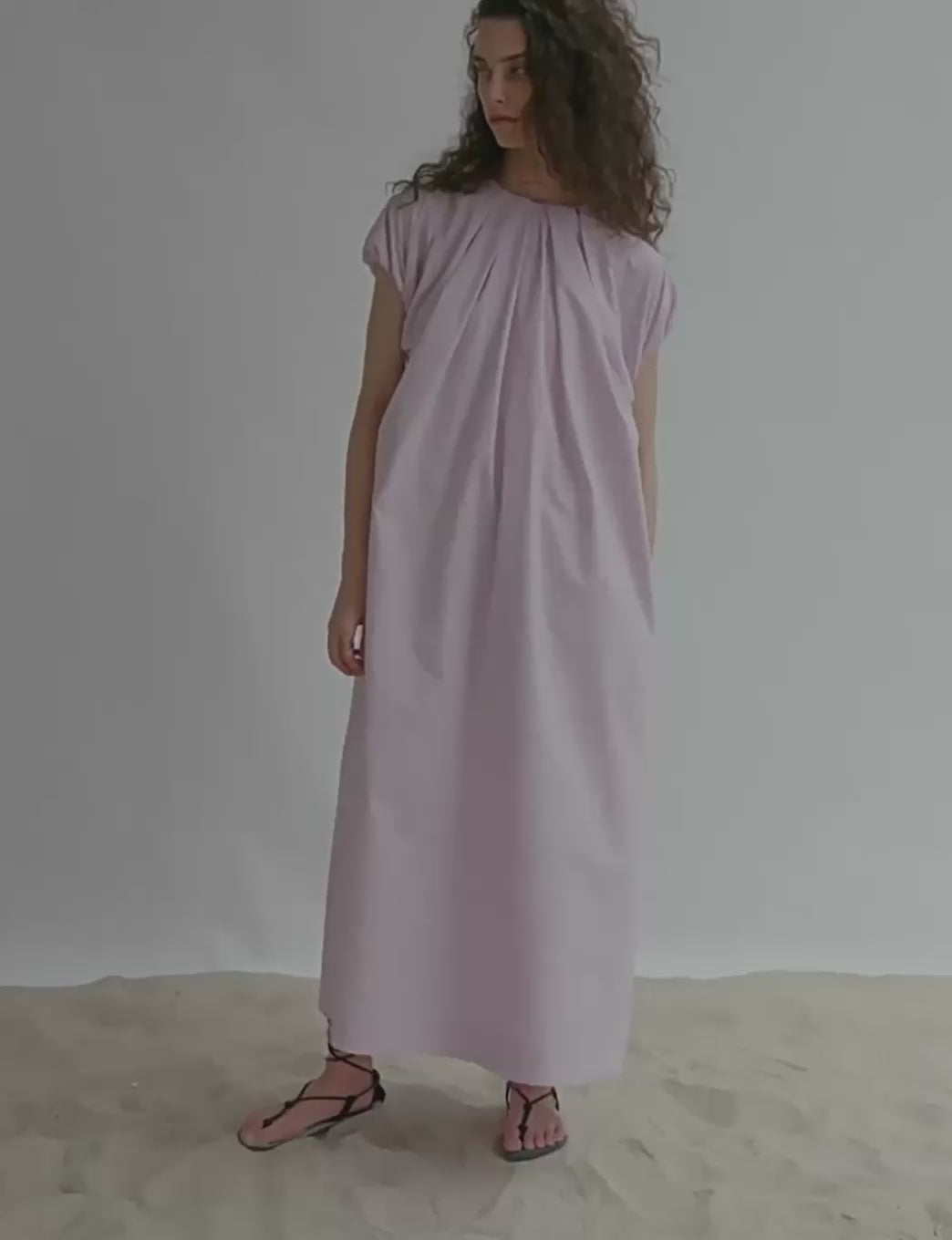 GATHERED NECK COCOON MAXI DRESS
